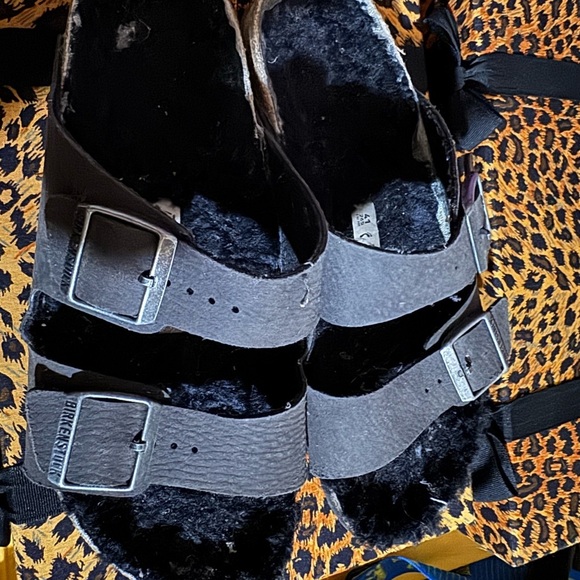 Birkenstock Shoes - Birkenstock Dark Shearling Sandals